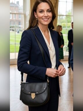Aspinal Of London Black Crossbody Saddle Bag with Gold Lock
